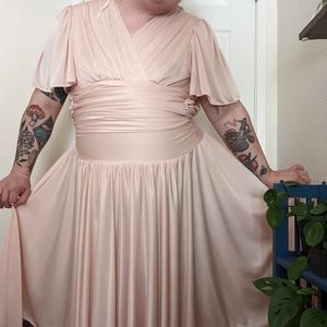 Vintage 80's Pale Pink Fit and Flare Party Dress